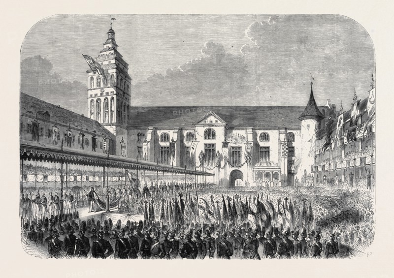 THE CORONATION OF THE KING AND QUEEN OF PRUSSIA: THE PROCESSION FROM THE CASTLE CHURCH, KÃñNIGSBERG, AFTER THE CORONATION