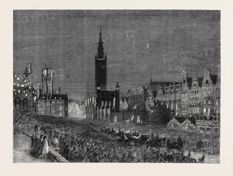 THE ROYAL VISIT TO DANTZIC: THEIR MAJESTIES PASSING THE LONG MARKET