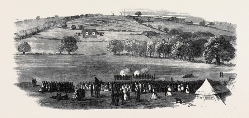 THE NEW RANGE OF THE 1ST SURREY RIFLES, PECKHAM RYE: FIRING FOR THE PRIZES AT THE 550 YARDS