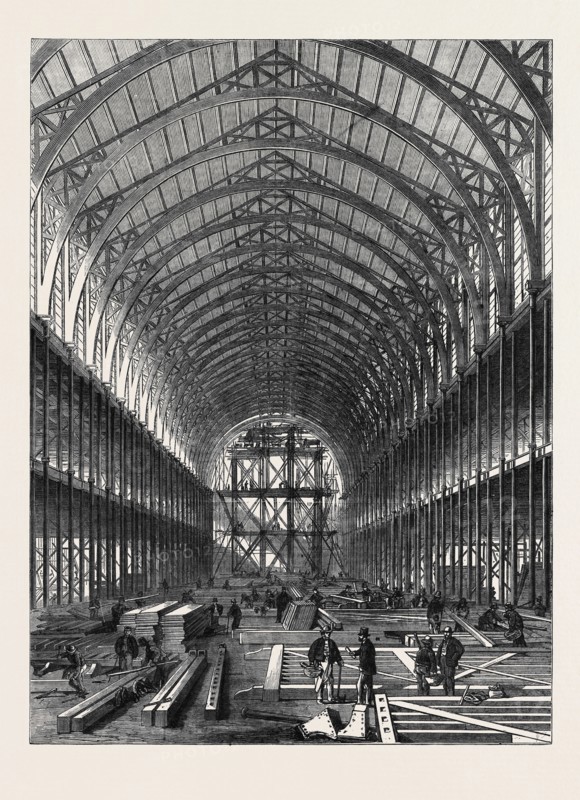 PROGRESS OF THE INTERNATIONAL EXHIBITION BUILDING: PORTION OF THE NAVE