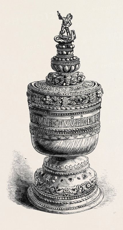 IVORY GRACE CUP OF THOMAS A'BECKET, SET IN GOLD