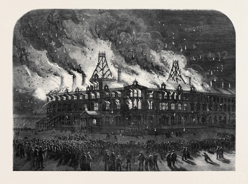 DESTRUCTION BY FIRE OF THE QUEEN RAILWAY HOTEL AT CHESTER