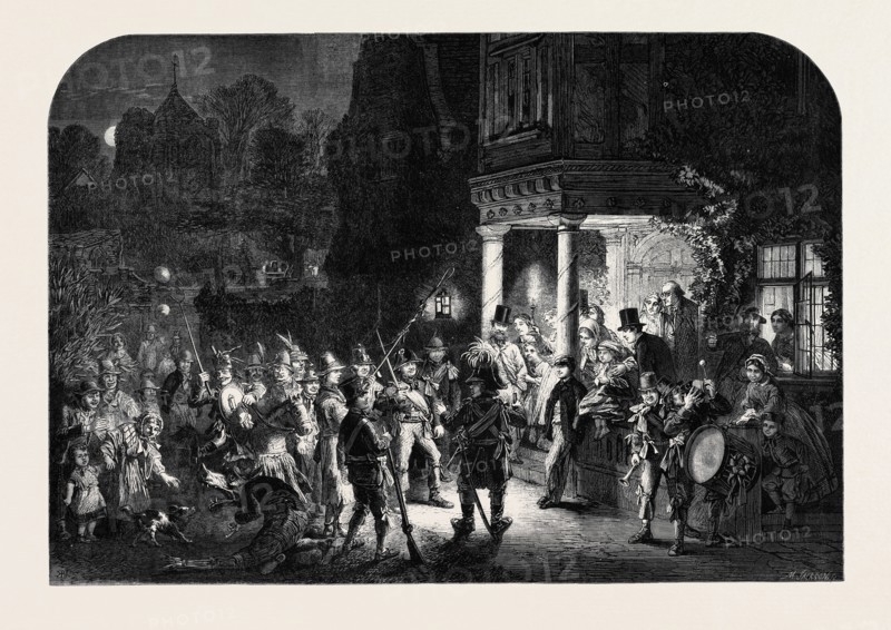 CHRISTMAS MUMMERS, DRAWN BY A. HUNT