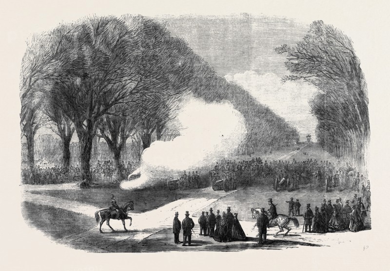 FIRING MINUTE GUNS IN THE LONG WALK, WINDSOR PARK, THE FUNERAL OF HIS LATE ROYAL HIGHNESS THE PRINCE CONSORT
