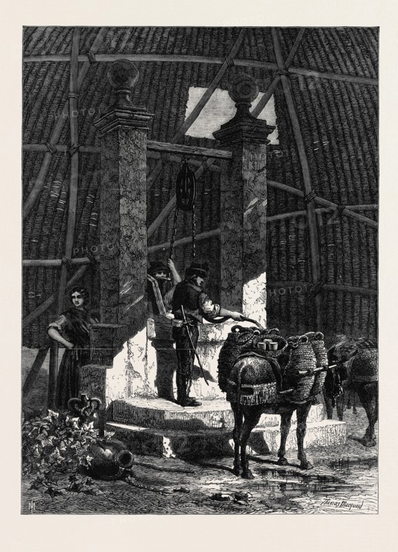 "WATER CARRIERS AT THE WELL IN THE ALHAMBRA, SPAIN," BY T.R. MACQUOID, IN THE GENERAL WATER COLOUR EXHIBITION, 1868