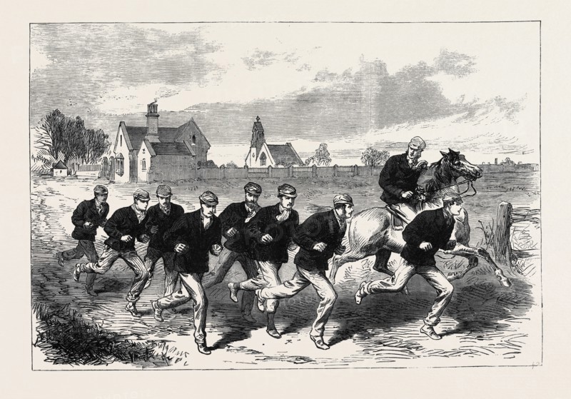 THE OXFORD AND CAMBRIDGE BOAT RACE: THE CAMBRIDGE CREW TRAINING ON BARNES COMMON, 1868