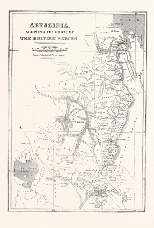 ABYSSINIA, SHOWING THE ROUTE OF THE BRITISH FORCES, 1868