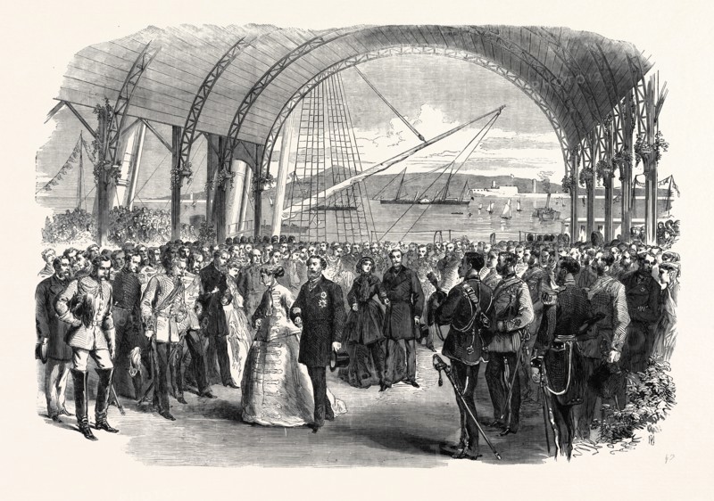 VISIT OF THE PRINCE AND PRINCESS OF WALES TO IRELAND: THE ROYAL PARTY LANDING AT THE VICTORIA WHARF, KINGSTOWN, 1868