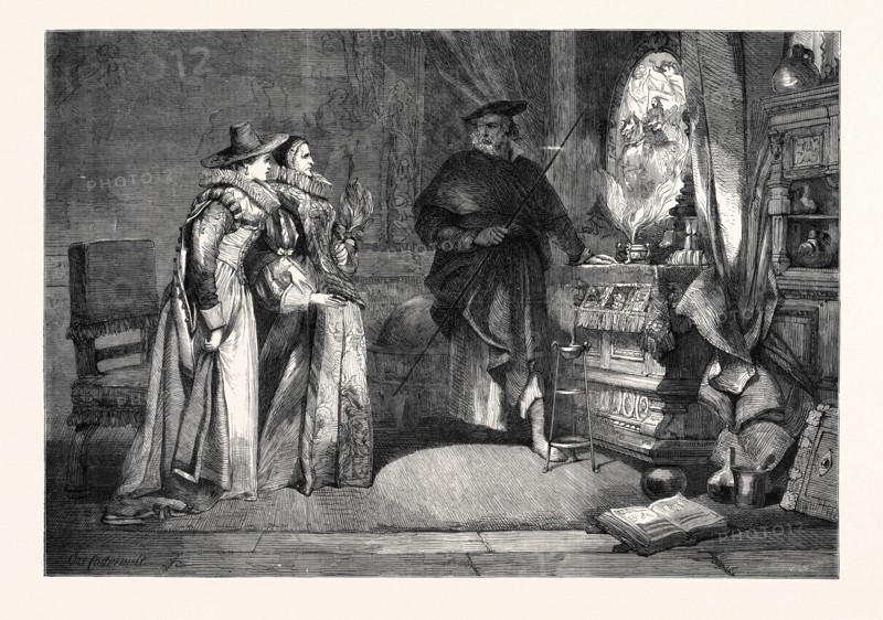 "THE MAGIC MIRROR." BY C. CATTERMOLE, IN THE EXHIBITION OF THE INSTITUTE OF PAINTERS IN WATER COLOURS, 1868
