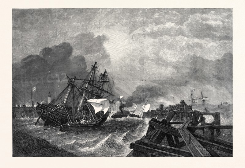 "SHIP AND CREW SAVED," BY G.H. ANDREWS, IN THE EXHIBITION OF THE SOCIETY OF PAINTERS IN WATER COLOURS, 1868