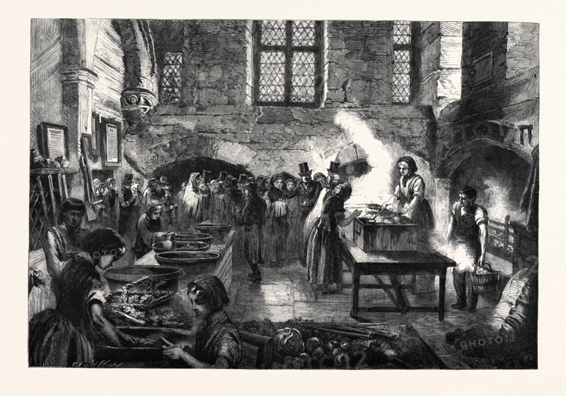 THE DISTRESS IN COVENTRY, DISTRIBUTION OF SOUP FOR DISTRESSED WEAVERS IN THE KITCHEN OF ST. MARY'S HALL