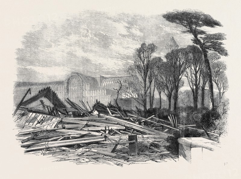 THE GALE OF LAST WEEK, RUINS OF THE NORTH WING OF SYDENHAM CRYSTAL PALACE, FEBRUARY, 1861