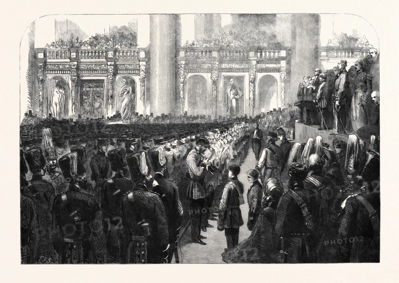 THE LIVERPOOL PRESS GUARD (80th LANCASHIRE RIFLE VOLUNTEERS) TAKING THE OATHS IN ST. GEORGE'S HALL