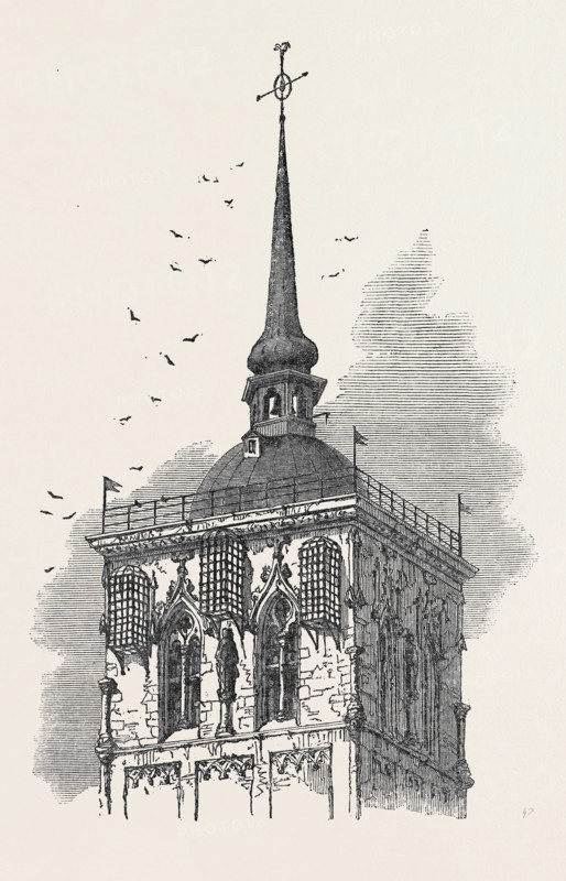 CAGES ON THE TOWER OF LAMBERTI CHURCH, MÃƒÅìNSTER, IN WHICH THE REMAINS OF JOHN OF LEYDEN, KNIPPERDOLING, AND KRECHTING WERE HUNG