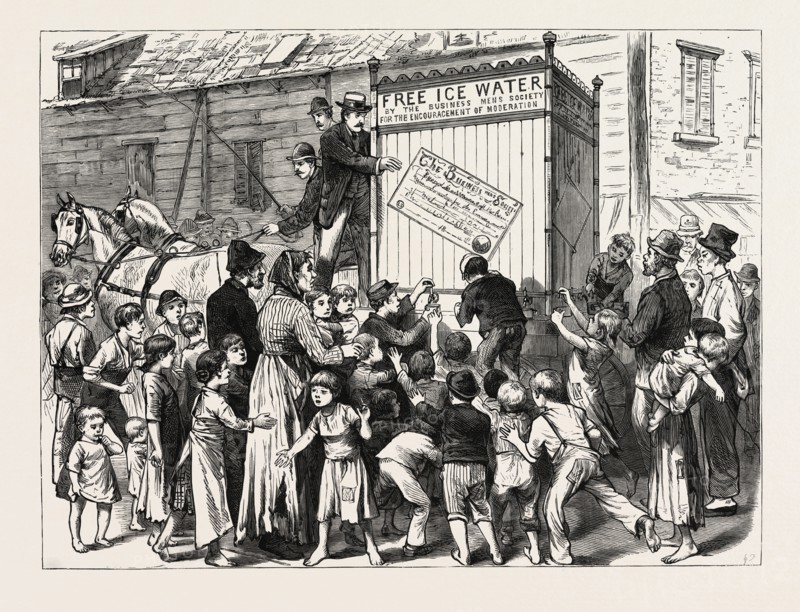 NEW YORK CITY: FREE DISTRIBUTION OF ICE-WATER BY THE BUSINESS MEN'S MODERATION SOCIETY. A SCENE IN THE ITALIAN QUARTER.