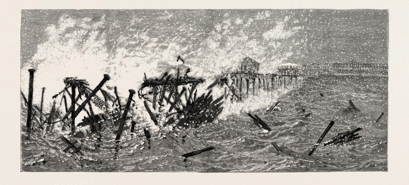 NEW JERSEY: THREATENED DESTRUCTION OF THE IRON PIER AT LONG BRANCH DURING THE STORM OF DECEMBER 21ST