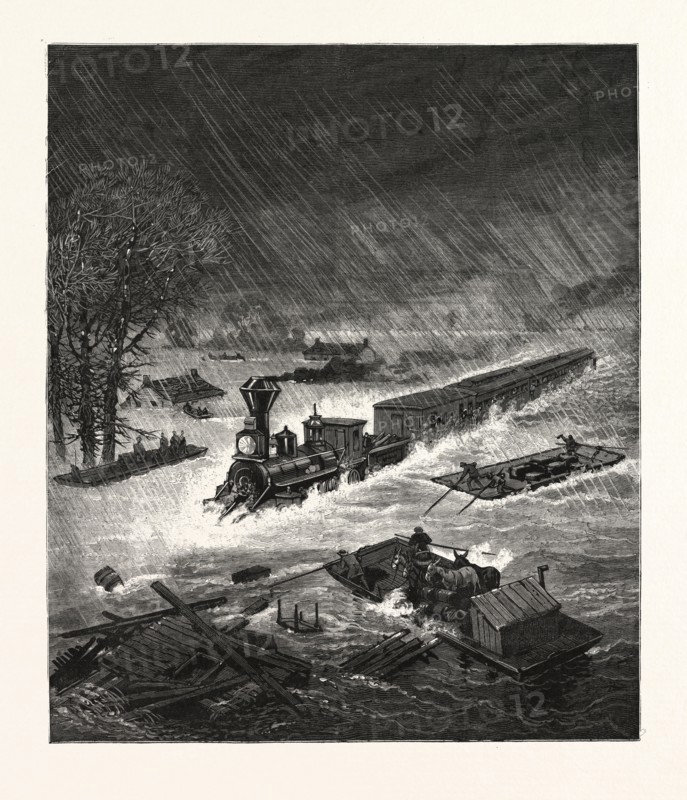 LOUISIANA: THE HEAVY FLOODS IN THE SOUTH, A SCENE ON THE JACKSON RAILROAD, NEAR NORTH PASS