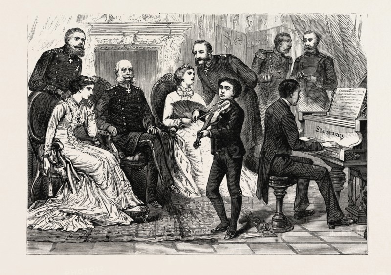 MAURICE DENGREMONT, THE YOUNG VIOLINIST, PLAYING BEFORE THE IMPERIAL FAMILY OF GERMANY