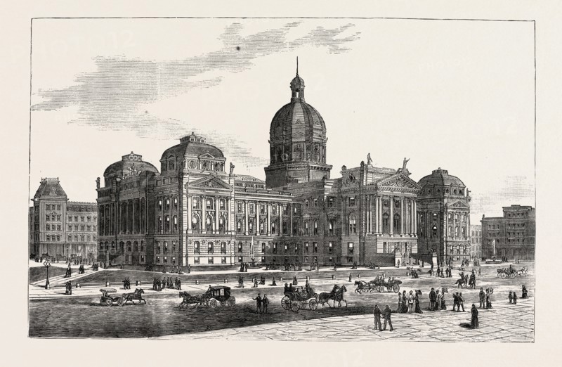 INDIANA: THE NEW STATE HOUSE AT INDIANAPOLIS, CORNER-STONE LAID SEPTEMBER 28TH