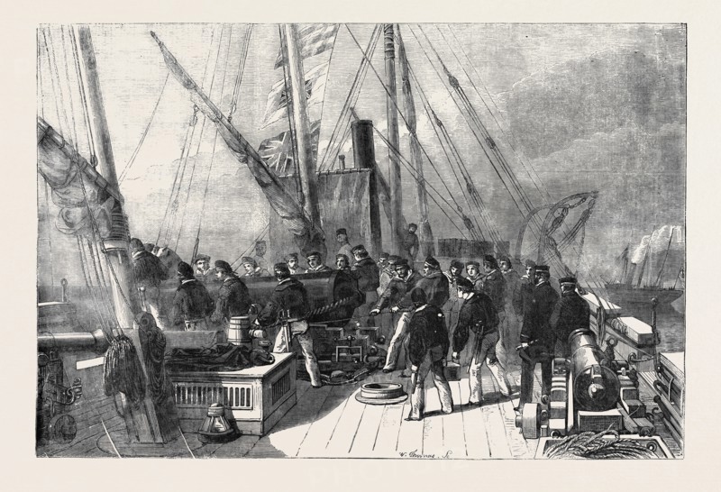 PRACTISING ON BOARD H.M. GUN BOAT "STARLING"