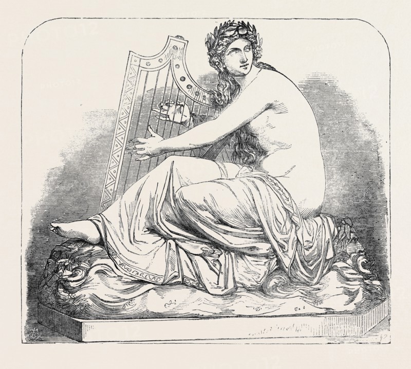 "THE QUEEN OF THE WATERS TUNING HER HARP TO CELEBRATE THE ALLIANCE OF THE WESTERN POWERS." (SCULPTERE) BY J. GEEFS, EXHIBITION OF THE ROYAL ACADEMY