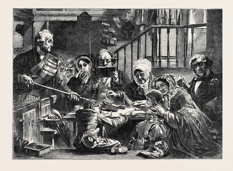 "COLLECTING THE OFFERING IN A SCOTCH KIRK" PAINTED BY J. PHILLIP, FROM THE EXHIBITION OF THE ROYAL ACADEMY