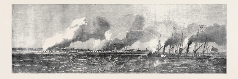 THE GUN BOATS "PINCHER" AND "SNAP" ATTACKING THE FORTS AT THE MOUTH OF THE NARVA