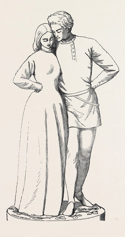 "THE LOVERS' WALK" SKETCH FOR A MARBLE GROUP, BY A. MUNRO, FROM THE EXHIBITION OF THE ROYAL ACADEMY