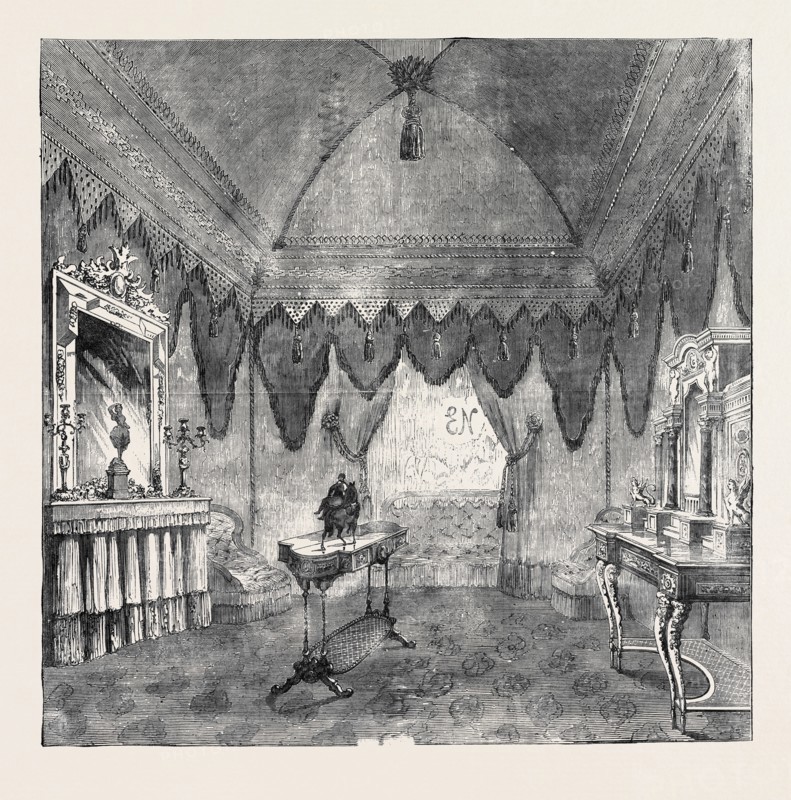 HER MAJESTY'S VISIT TO PARIS: BOUDOIR FOR THE RECEPTION OF QUEEN VICTORIA, AT THE UNIVERSAL EXHIBITION, AT PARIS, AUGUST 4, 1855