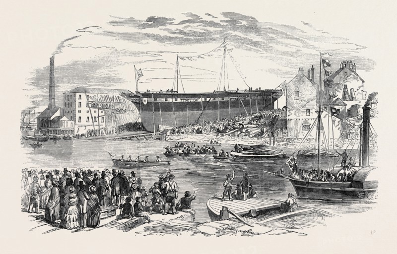 LAUNCH OF "LA HOGUE," THE LARGEST SHIP EVER BUILT IN SUNDERLAND