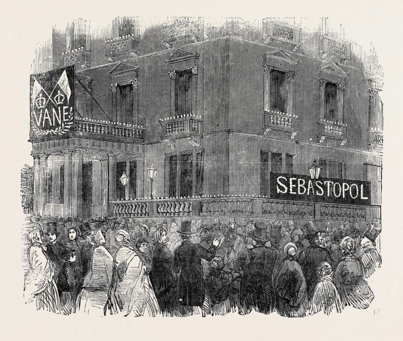 THE FALL OF SEBASTOPOL, THE FRENCH EMBASSY AT ALBERT GATE, ILLUMINATED