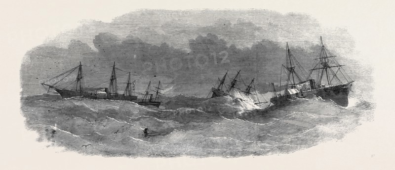 SUBMARINE ELECTRIC TELEGRAPH BETWEEN NEWFOUNDLAND AND CAPE BRETON: ARRIVAL OF THE WAR STEAMER "ARGUS," AFTER THE BREAKING OF THE CABLE