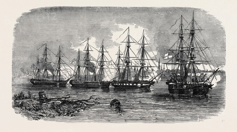 ATTACK AND DESTRUCTION OF RUSSIAN WORKS, AT THE ENTRANCE OF BALDER RIVER, RIGA, BY THE COURTLAND SQUADRON