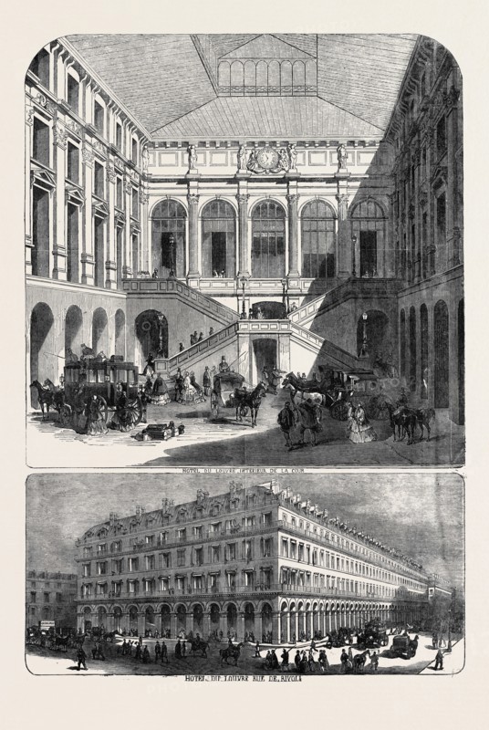 THE HOTEL DU LOUVRE; HOTEL DU LOUVRE, RUE DE RIVOLI, INTERIEUR DE LA COUR