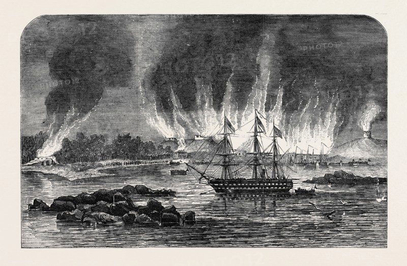 DESTRUCTION OF RUSSIAN BARRACKS AND MAGAZINE, AT HANGO