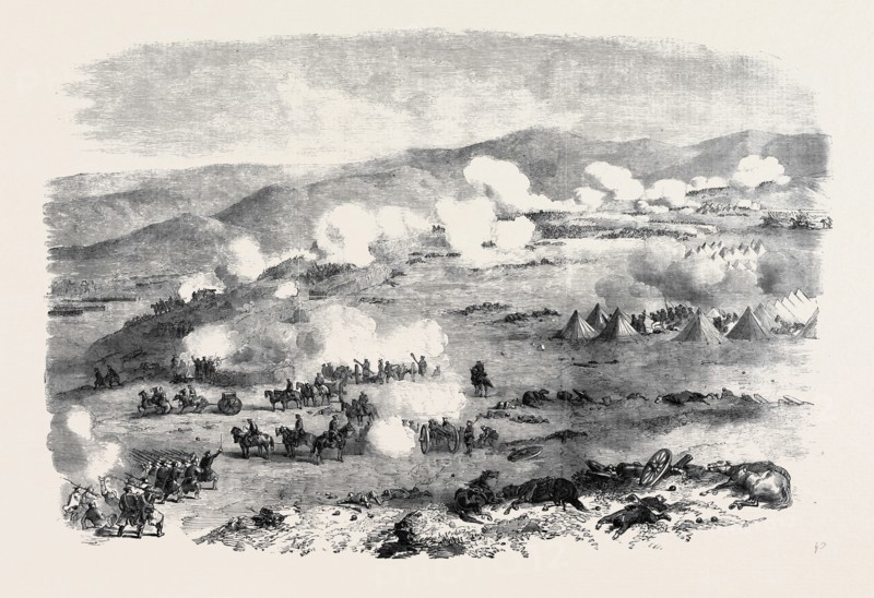 BATTLE ON THE HEIGHTS OF KARS, THE FIGHT NEAR TAHMASB-TABIA, SKETCHED BY AN OFFICER ENGAGED