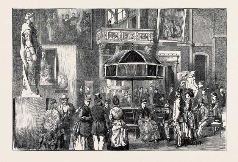 LONDON, KING COFFEE CALCALLI'S UMBRELLA AT THE SOUTH KENSINGTON MUSEUM; AFTER THE ASHANTEE WAR