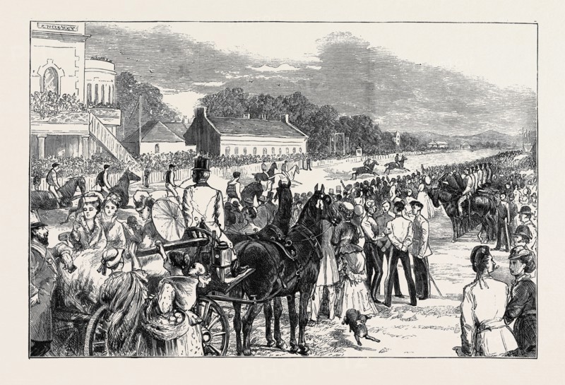 CAMP LIFE AT THE CURRAGH: THE IRISH DERBY, THE PREPARATORY GALLOP, AUGUST 1, 1874