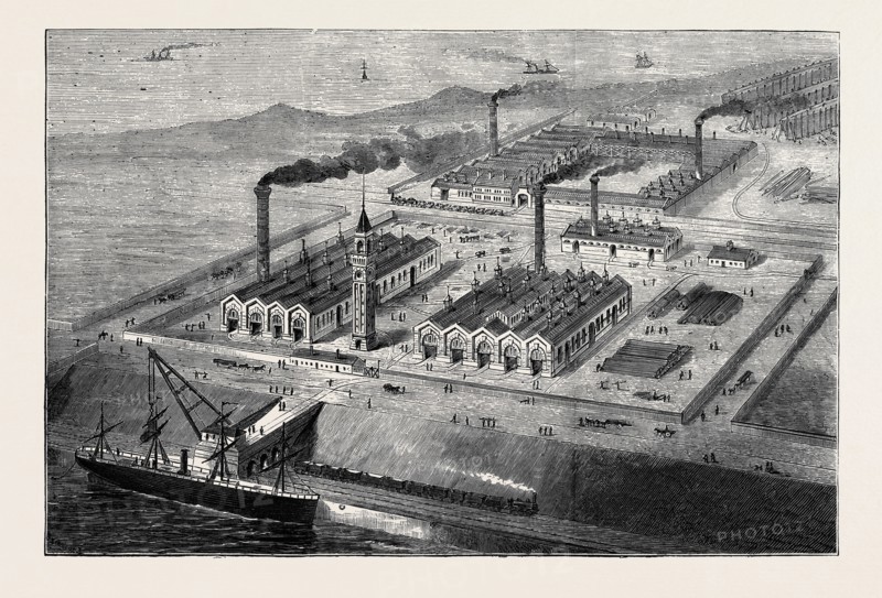BARROW-IN-FURNESS: ITS HISTORY AND ITS INDUSTRIES, MEETING OF THE IRON AND STEEL INSTITUTE: THE IRON SHIP BUILDING YARD, SEPTEMBER 12, 1874, UK