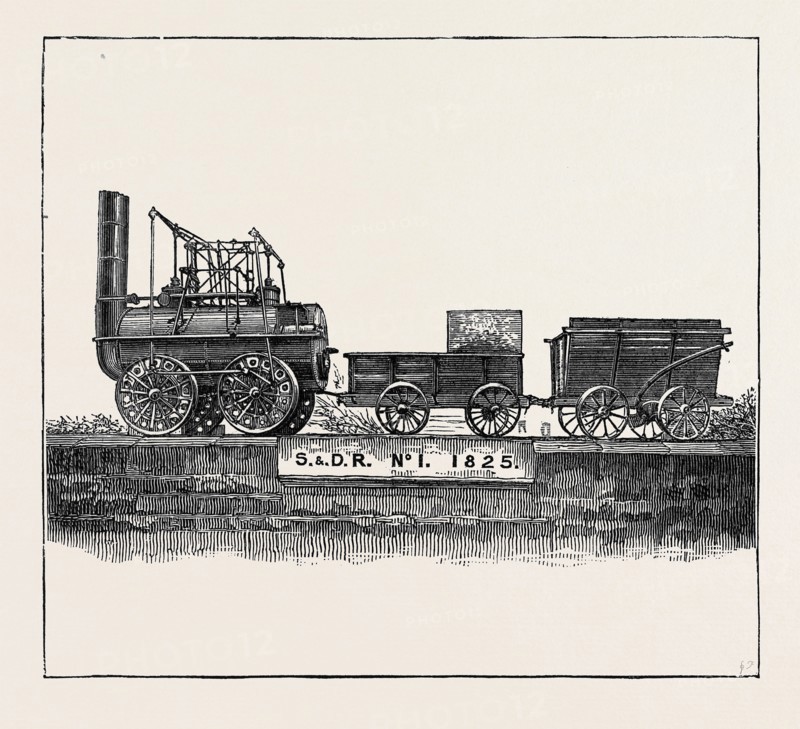 ANNIVERSARY OF THE OPENING OF THE FIRST ENGLISH RAILWAY: GEORGE STEPHENSON'S "LOCOMOTION" ("PUFFING BILLY"), SEPTEMBER 26, 1874