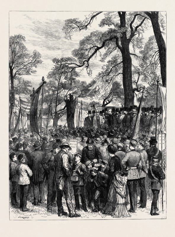 HOSPITAL SATURDAY, ARCHBISHOP MANNING ADDRESSING THE MEETING IN HYDE PARK, OCTOBER 17, 1874