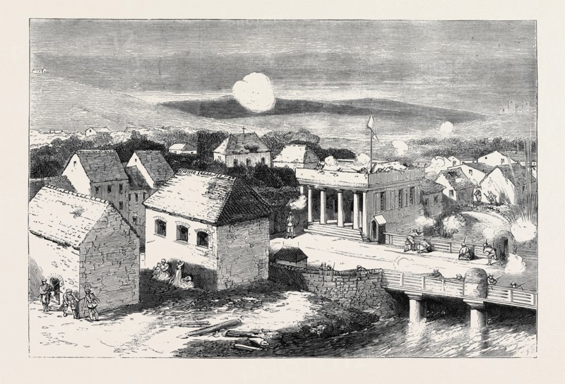 THE CIVIL WAR IN SPAIN: CARLISTS BESIEGING REPUBLICANS IN THE FORTIFIED CUSTOMS HOUSE OF BEOBIA
