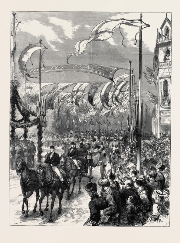 THE PRINCE AND PRINCESS OF WALES AT BIRMINGHAM, THE PROCESSION PASSING DOWN GREAT HAMPTON STREET, NOVEMBER 14, 1874
