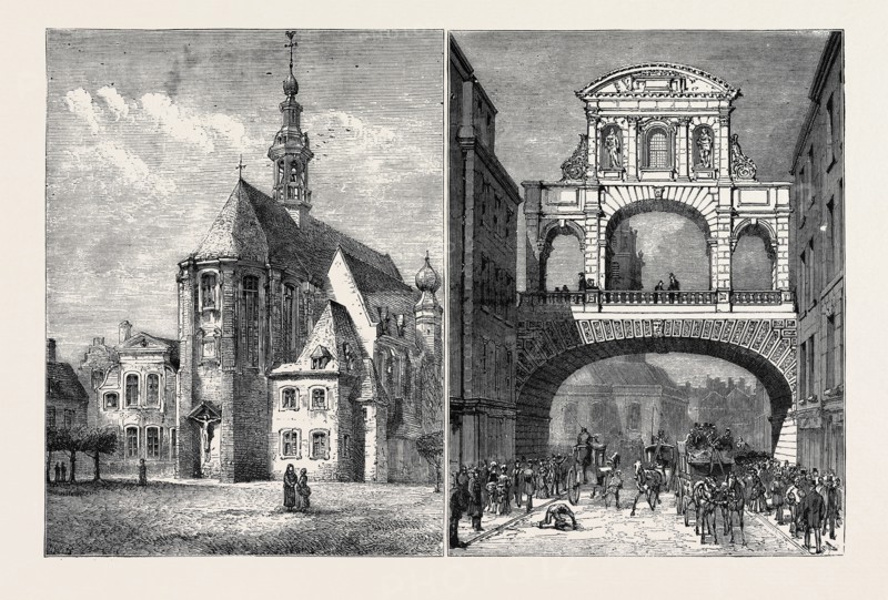LEFT IMAGE: THE OLD BÃƒâ€°GUINAGE AT GHENT, NOW IN COURSE OF DESTRUCTION, RIGHT IMAGE: TEMPLE BAR, A SUGGESTION FOR THE FUTURE