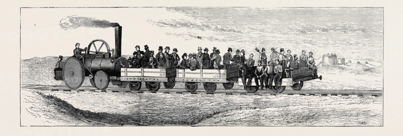 "SIEGE GUNS AND EARTHWORKS", ARTILLERY EXPERIMENTS AT EASTBOURNE: TRACTION ENGINE FOR CARRYING MATERIAL BETWEEN THE BATTERIES