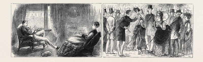 MARRIAGE BY ADVERTISEMENT: LEFT IMAGE: HATCHING THE PLOT, RIGHT IMAGE: AT THE BAND IN MERRION SQUARE