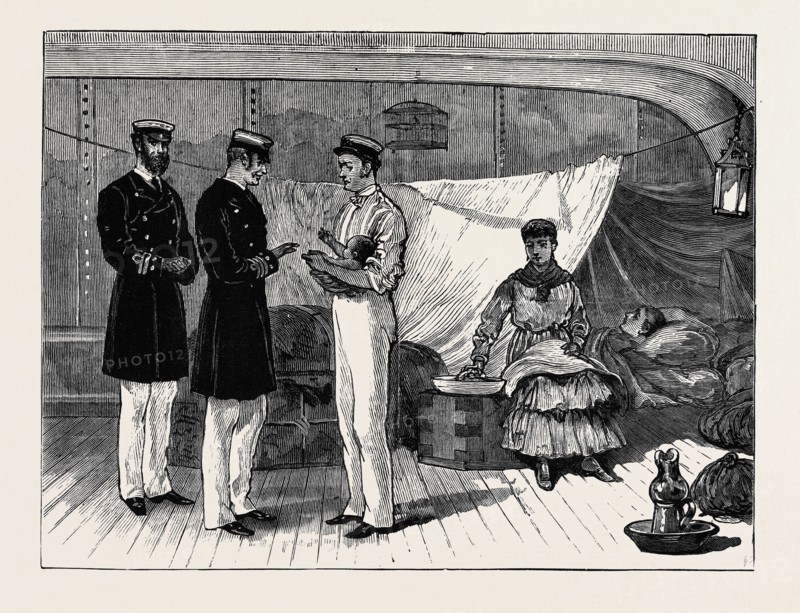 ARRIVAL OF THE LATEST BRITISH REFUGEE ON BOARD THE "ROSINA" IN ALEXANDRIA HARBOUR
