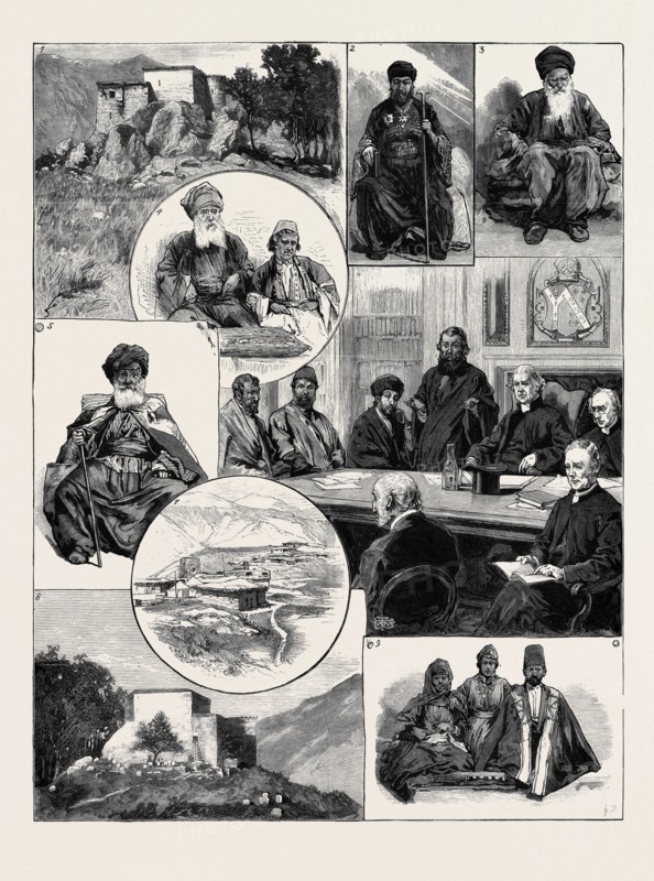 THE MISSION TO THE ASSYRIAN CHRISTIANS OF KURDISTAN: 1. The Patriarch's Church at Kochanes, East View; 2. The Patriarch Mar Shimoor; 3. The Archdeacon of Tyari; 4. Benjamin and Isa, Father and Half-Brother of the Patriarch; 5. Nathan, the Patriarch's Uncle; 6. The Meeting at Lambeth Palace; 7. The Village of Kochanes; 8. The Church at Kochanes; 9. Persian Nestorian Priest and Ladies.