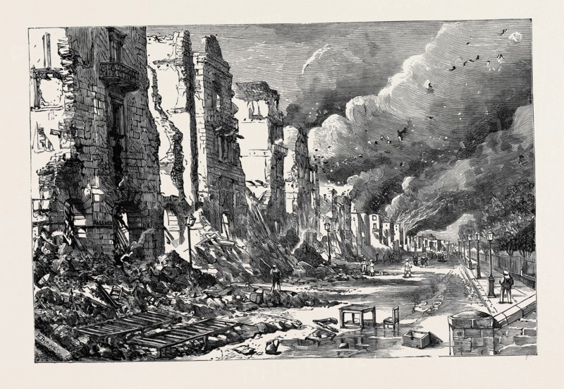 THE WAR IN EGYPT: AFTER THE BURNING OF ALEXANDRIA: RUINS OF THE GRAND SQUARE