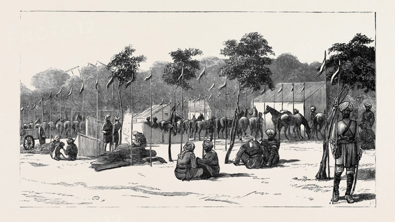 THE WAR IN EGYPT: CAMP OF THE THIRTEENTH BENGAL LANCERS BESIDE THE QUAY MEHEMET ALI, ISMAILIA